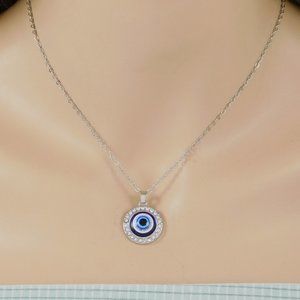 Silver Evil Eye Necklace